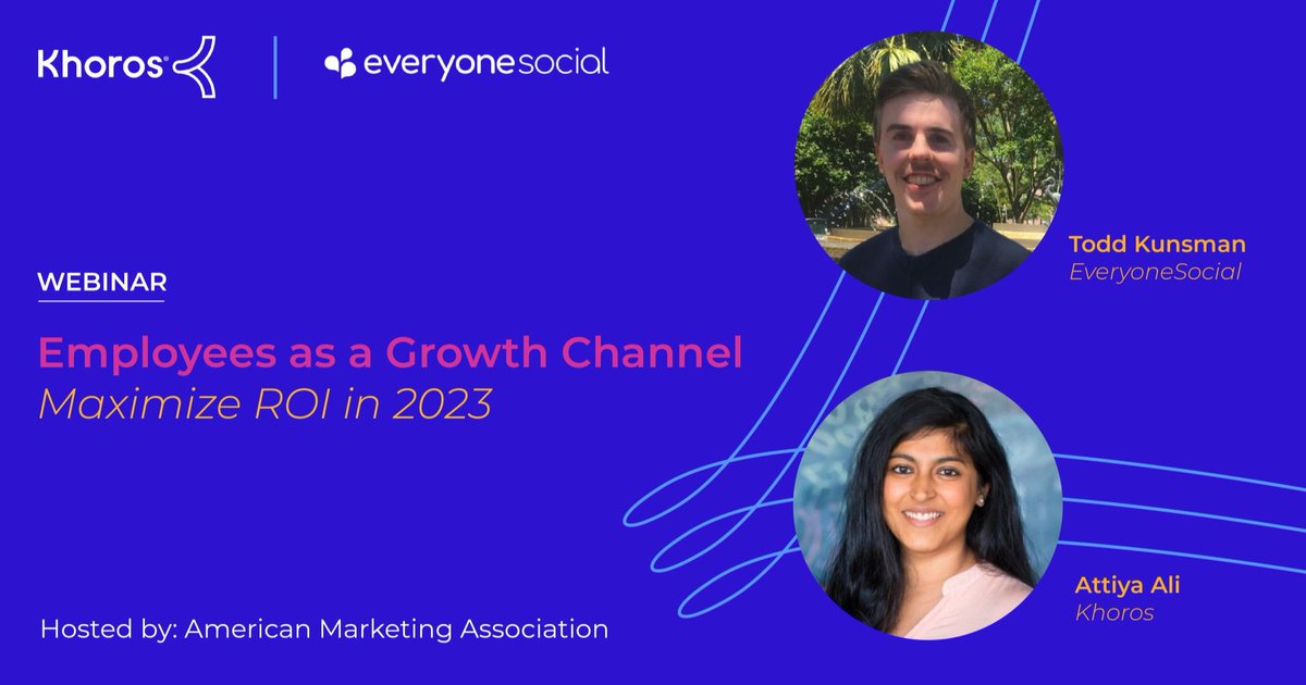 debenham_derek's tweet photo. This Thursday, @EveryoneSocial and @Khoros are hosting an exclusive joint webinar: Employees as a Growth Channel: Maximize ROI in 2023. Save your spot here #EmployeeAdvocacy #SocialMedia https://t.co/8svnL7giz2 https://t.co/jYXc83xYMU
