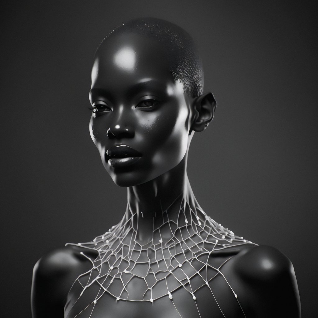 Fragmntz's tweet photo. She is unreal.

#aiart #aiphotography #AIgenerated #africanmodel #blackandwhitephotography #culturaldiversity #stunning #fashionphotography #africanbeauty #blackandwhitefuture #model #africantrend #beauty #fashion #style #photography #design #innovation #futurefashion #midjourney https://t.co/jG7DuGchPe