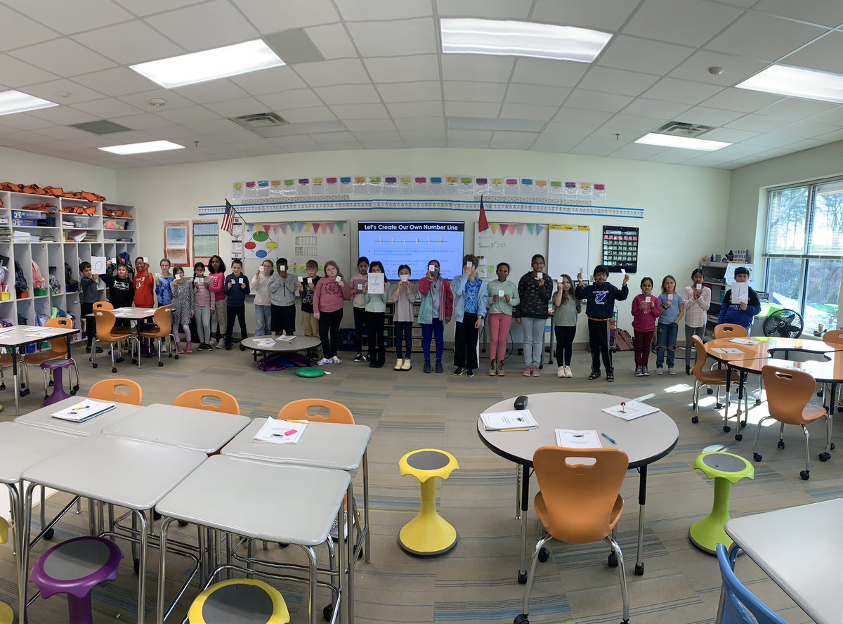 These hawks have been working so hard learning fractions this unit! Today we created a giant number line! <a href="/HortonsCreekES/">Hortons Creek ES</a> #hawksdoitdifferent 💙