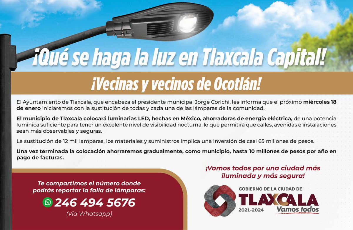 AMERICAMONTOYA's tweet photo. Sustituirá Ayuntamiento de Tlaxcala 12 mil lámparas https://t.co/qkX8HW7UQH vía @PulsoRed https://t.co/3bL1bYnXJX