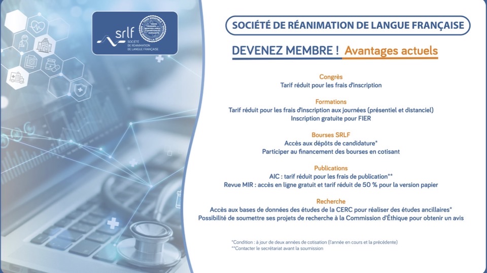 La_SRLF's tweet photo. Pour débuter une nouvelle année, quoi de mieux que d’adhérer à la SRLF ou renouveler votre cotisation ?

Cela vous permet de profiter de tous les avantages et de participer à la vie de la société. 
#FIER, #eICU, #scores, #eLearning, vidéos, replay…

https://t.co/fwwXTxWzab https://t.co/0QT05W2AdY