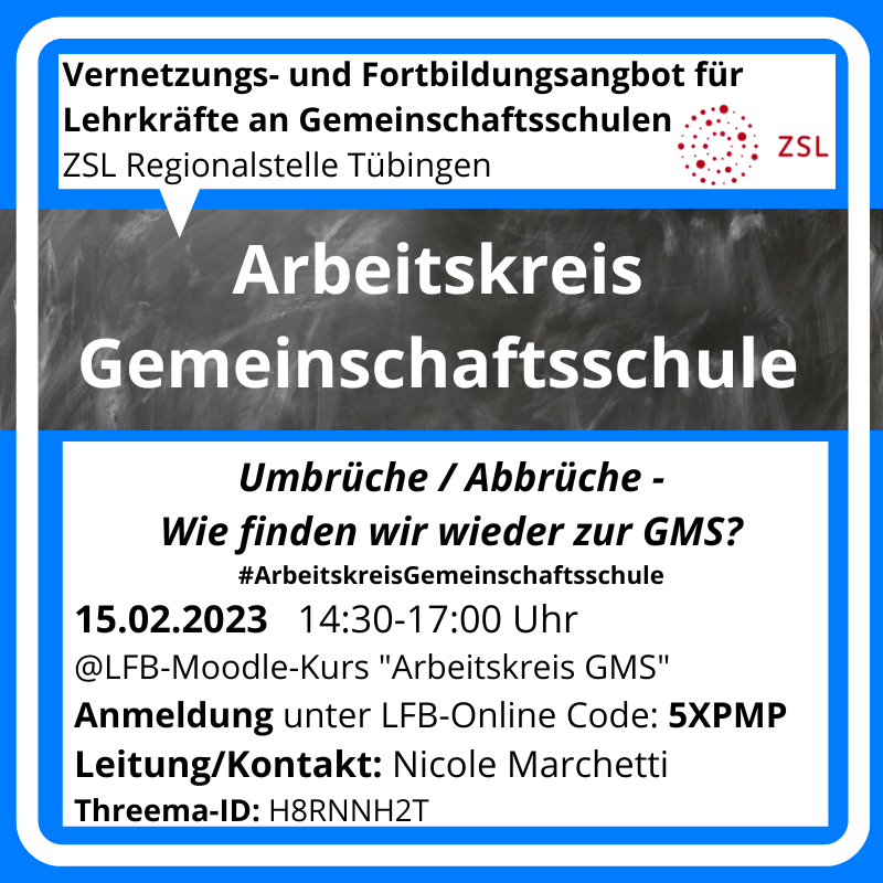 🔥Jetzt anmelden zum nächsten #ArbeitskreisGemeinschaftsschule!
➡️Wie bindet man neue KuK ein?
➡️(Wie) Kann man an der Haltung der KuK arbeiten?
➡️ Wie gelingt SE bei laufendem Schulbetrieb?
Wir wollen uns austauschen und gemeinsam Ideen entwickeln!
Seid dabei! #eduBW #twlz
