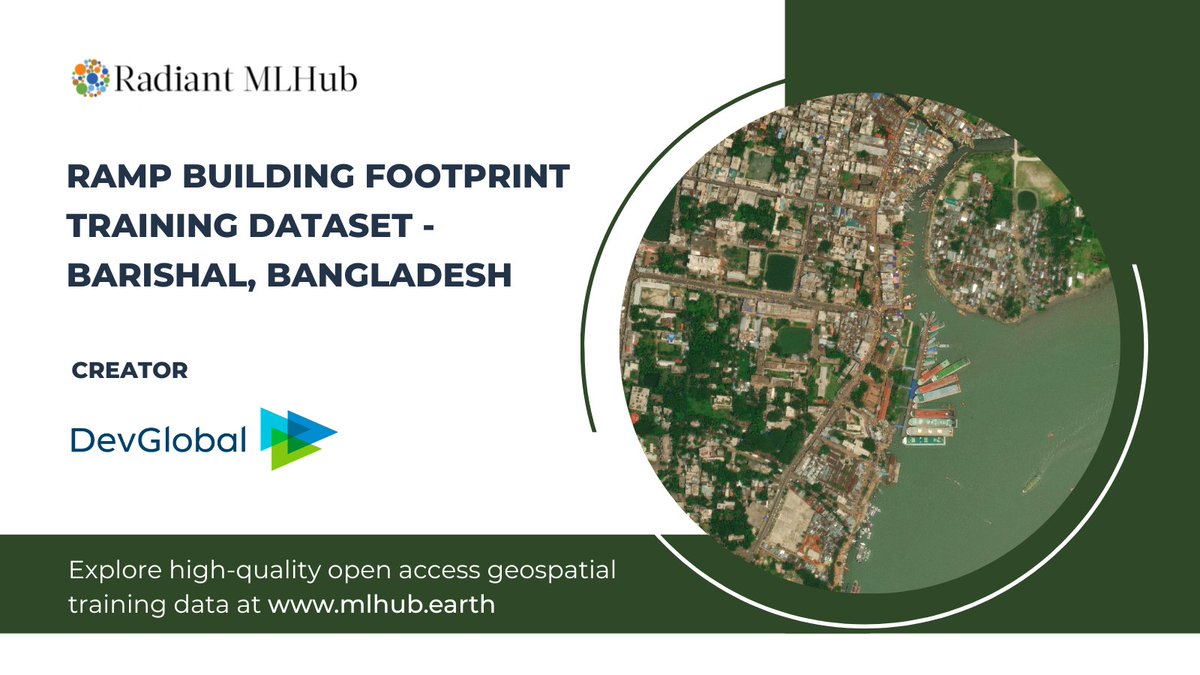 OurRadiantEarth's tweet photo. 🌍 #EarthData - Building Footprint
📍Barishal, Bangladesh 🇧🇩
🔑Access this #ML-ready geospatial training dataset
https://t.co/ciT3JOCSIA
Created by #DevGlobal https://t.co/0D84eb858h