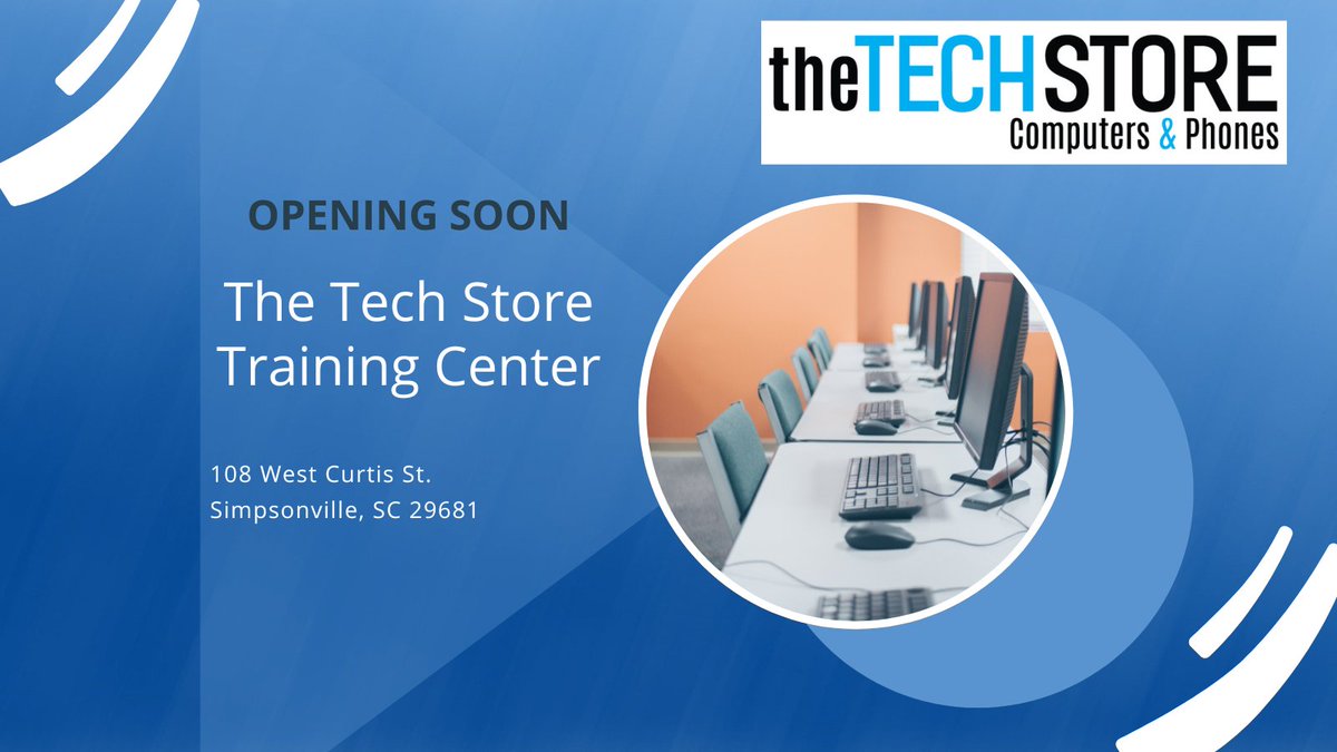 TheTechStoreSC's tweet image. Soon, our Simpsonville store will have a training center where you can attend computer classes and learn about how to use your laptop, desktop, tablet, or smartphone.
#technology #computerrepair #phonerepair #laptoprepair #learning #computereducation #greenvillesc #simpsonvillesc