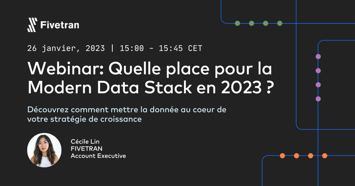 ITiForums's tweet image. [#Webinar 🖥️]
📢 Quelle place pour la Modern Data Slack en 2023
🗣️🎙️Cécile Lin, Account Executive chez @fivetran 
📅RDV le 26 janvier, à 15h
itiforums.com/l/?l=g8k7x7w