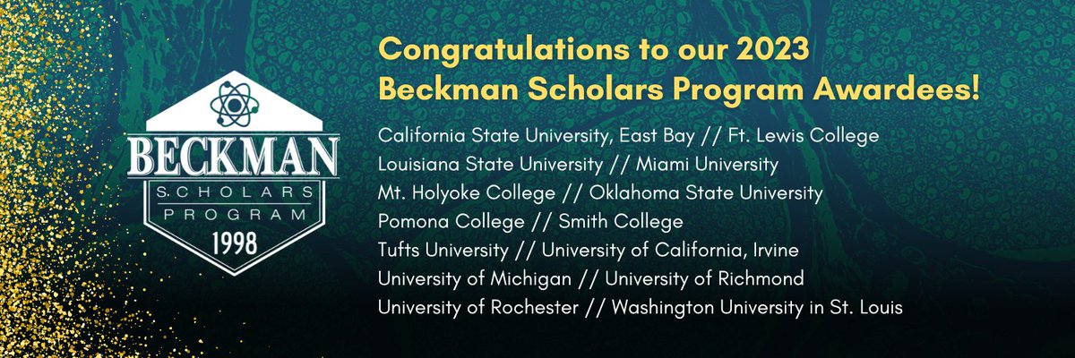 BeckmanFnd's tweet photo. Congratulations to our 2023 #BeckmanScholars Program Awardees! 🙌 Fourteen Institutions to Receive Over $2.1M in Science Funding for Undergraduate Researchers: https://t.co/ynAosGzT7y https://t.co/809P9fTqQl