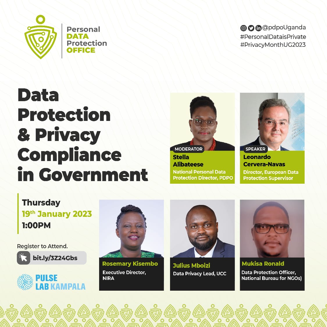 Our Senior Compliance Officer- Mr. Ronnie Mukisa will be a panelist at a Webinar on Data Protection & Privacy Compliance in government on 19th Jan 2023 at 1:00 pm.      #PrivacyMonthUG2023 #PersonalDataisPrivate