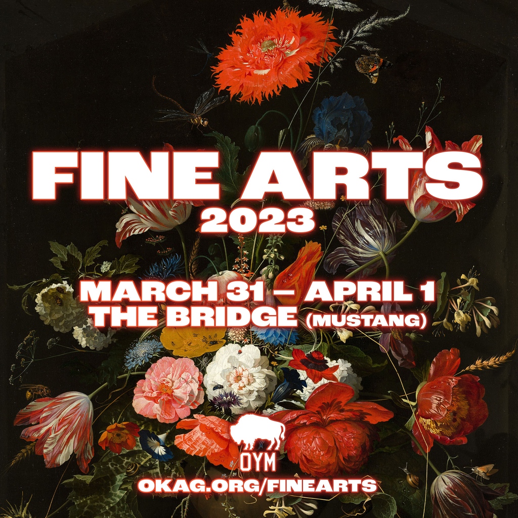 Registration is open for Fine Arts '23, and we want you to be there! We are also on the lookout for great people who would be willing to help us judge categories! Head to okag.org/finearts to learn more and apply! #weoverme #finearts