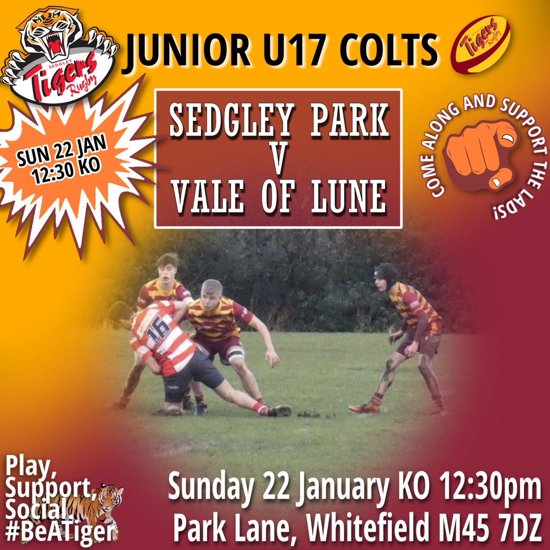 📢 Our Junior Colts welcome back @ValeofLuneRUFC to Park Lane on Sunday. It was a close game last weekend. Will it be the same on Sunday? 🕧 Sunday 22 January, KO12:30 📌 M45 7DZ Support the lads and #BeATiger🐅🐅🐅
