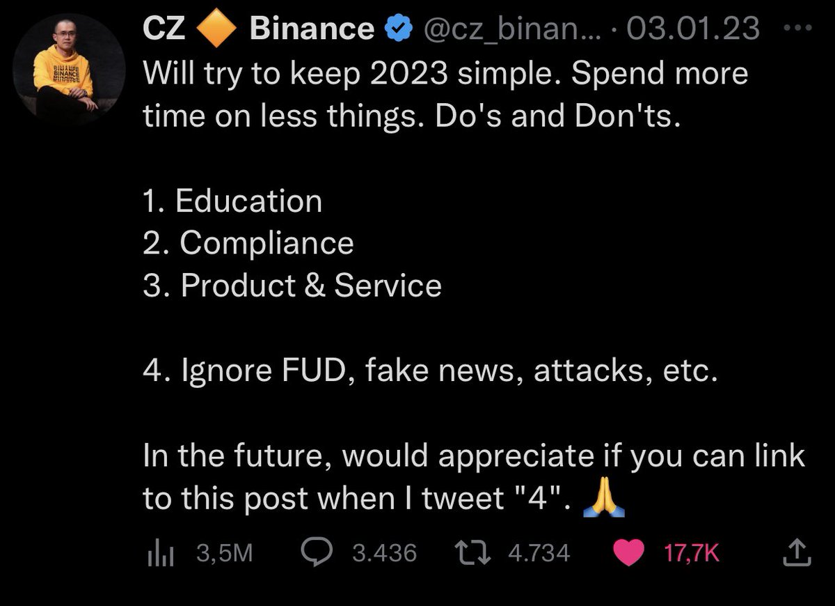 MMCrypto's tweet photo. NEW FUD: CZ Statement! https://t.co/q7j0YumvwI