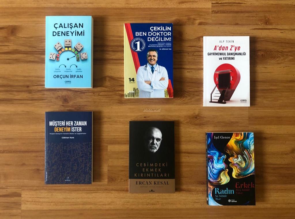 6 Değerli Kitap
Cebimdeki Ekmek Kırıntıları <a href="/KesalErcan/">Ercan Kesal</a>
Müşteri Her Zaman Deneyim İster <a href="/gokhankara_cx/">Gokhan Kara</a>
Çalışan Deneyimi <a href="/orcunirfan/">Orçun İrfan</a>
Çekilin Ben Doktor Değilim
A'dan Z'ye Gayrimenkul Danışmanlığı ve Yatırımı <a href="/BrokerAlpTekin/">Alp Tekin</a>
Kadın Su Gibidir Akar Erkek Ateş Gibidir Yakar <a href="/isilgence/">Işıl Gence</a>