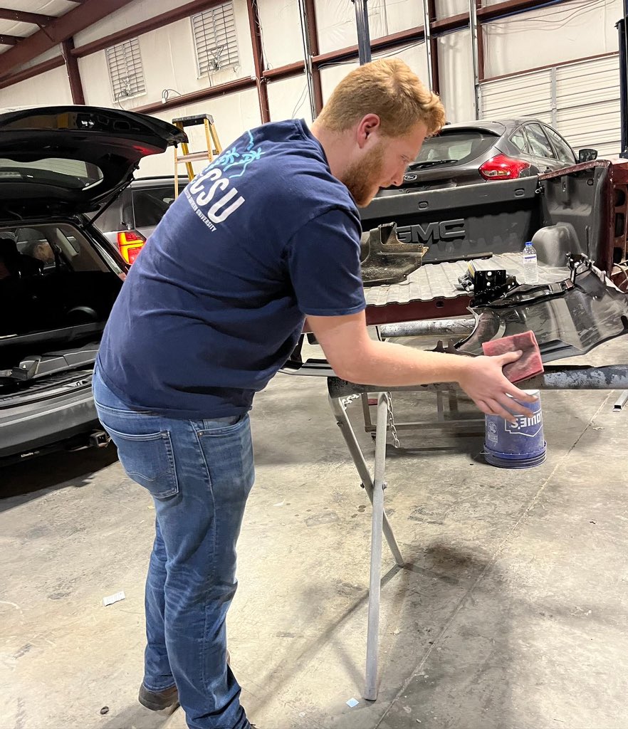 SwoffordCC's tweet photo. Evan Thompson, senior at Chapman High and Swofford Auto Collision student is working hard in his co-op position as an Auto Body helper at Kimbrell’s Collision.  Keep up the great work Evan! @cteinsc #wbw #workbasedwednesday #swoffordstrong @Chapman_High https://t.co/wIO0Duk7Gf