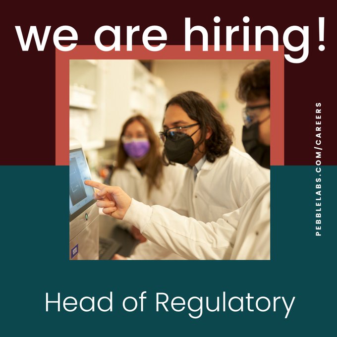 Join Pebble as our Head of Regulatory to provide us with strategic guidance while working with our science team on all permitting needs relating to both #agriculture and #aquaculture projects. Learn more here:

pebblelabsinc.applytojob.com/apply/Awf1F6qs…

#Biotech #BiotechJobs #regulatory