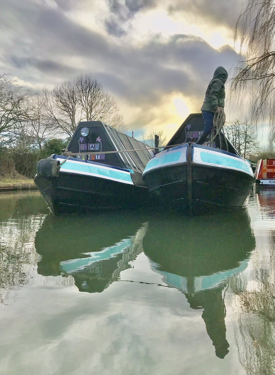 Stunning pair of boats - Adrastea &amp; Nebulae.
Mooring up on the Grand Union Canal. 
<a href="/StarCraftsNeb/">Star Crafts Floating Sweet and Gift shop.</a> 
#pairofboats #grandunioncanal #lifesbetterbywater
