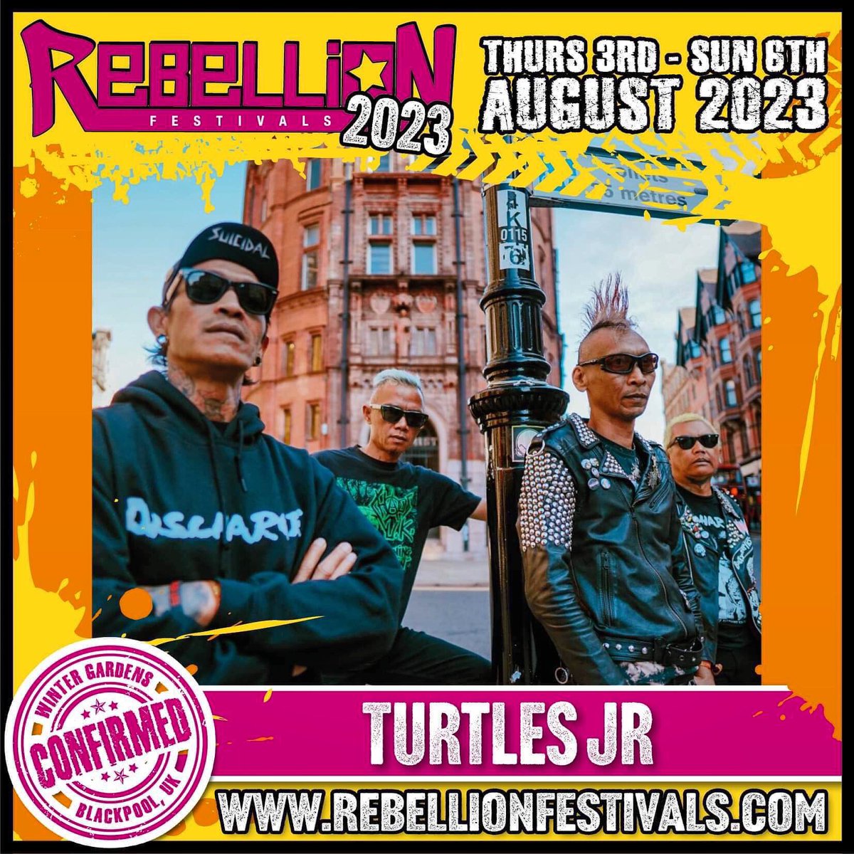 Turtles_Jr's tweet photo. On July 2023 we going to 🇫🇷  &amp; August 2023 we back again to 🇬🇧 

#recyclagemetalrouille #rebellionfestival #turtlesjr https://t.co/oyDZxhAJcm