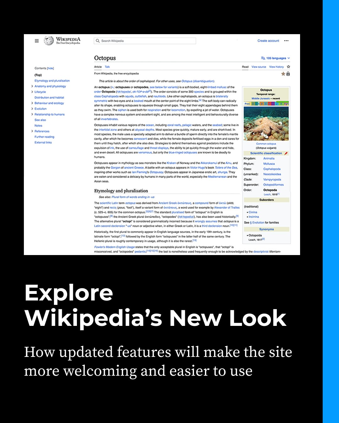 Wikipedia on X: It is a big day for Wikipedia: We are getting a new look!  🎉 For the first time in 10+ years, and during our 22nd birthday month, a  series