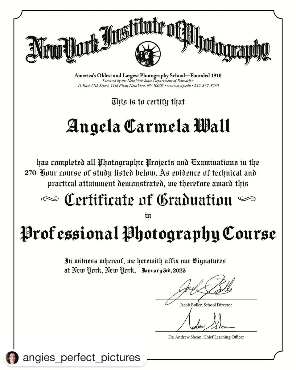 nyip's tweet photo. Way to go, @angies_perfect_pictures! We can't wait to see all your amazing shots! 📷🎓
・・・
I finally did it. Special thanks to my wonderful husband, Chris Wall , for investing and in my passion and believing in me.#NYIP #photographygraduate #newyokinstituteofphotography https://t.co/vd99YWhP4n