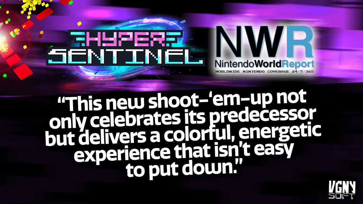 VGNYSoft's tweet image. Even the awesome people at @Nintendo_NWR see how much of an homage #HyperSentinel is to the classics. Addicting yet nostalgic gameplay, all in one package. 

Pre-order to find out what the hype is all about:
vgnysoft.com/lp-hypersentin… 

#Nindies #SwitchWatch #Shmup #NeoRetro #indie