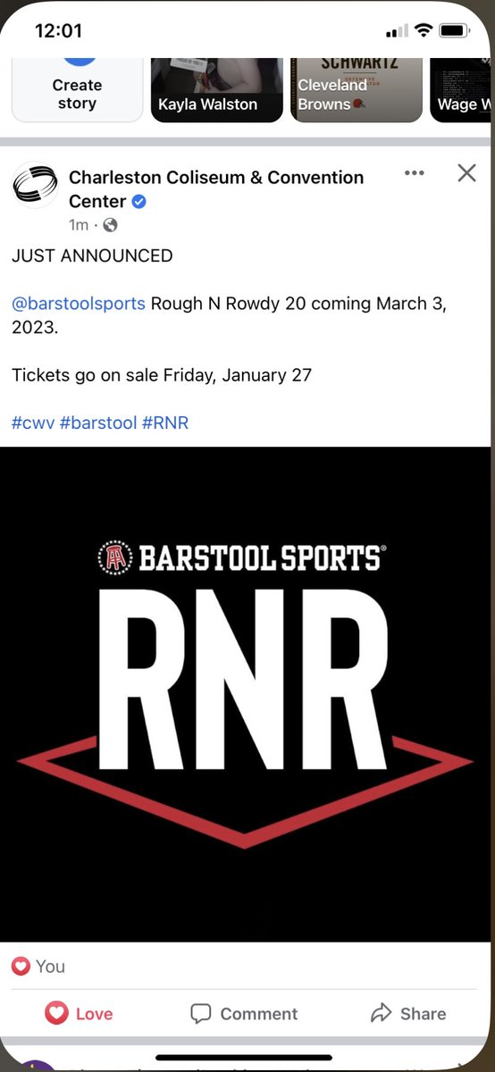 BarstoolClip's tweet photo. When your local venue announces @roughnrowdy is back in WV ! Let’s go a must watch live event if you can get there #rnr #barstoolsports @RobbieBarstool https://t.co/iHgzdOVFP9
