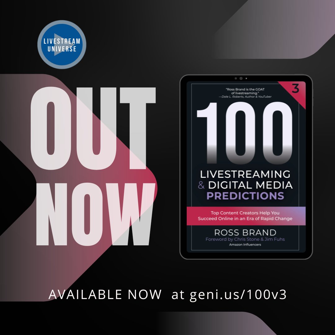 Thank you <a href="/iRossBrand/">Ross Brand | #100Predictions Book</a> for including me in your new book "100 Livestreaming &amp; Digital Media Predictions, Volume 3" 🙏🏻 Get it today for 99 cents! geni.us/100v3 

#100Predictions #2023Predictions #booklaunch #livestreaming #digitalmedia