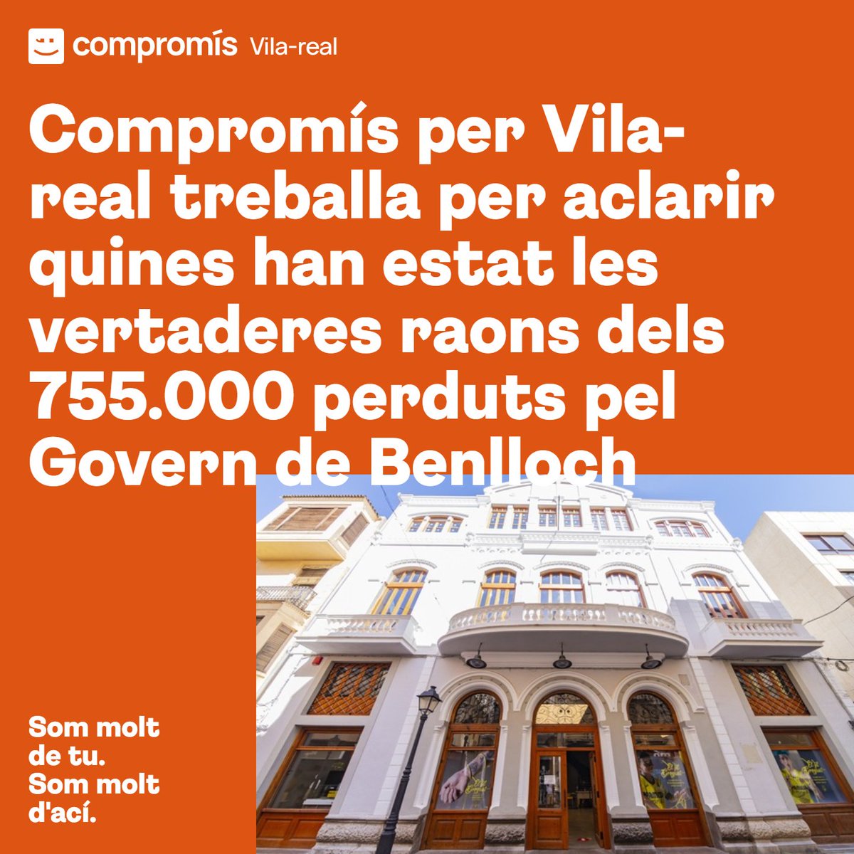 compromisVr's tweet photo. 🤦Arran dels fets ocorreguts amb la subvenció de la rehabilitació del Gran Casino 🏛️ ens hem posat a treballar per esbrinar quina ha estat la vertadera raó que ha motivat la pèrdua d'esta gran quantitat de diners per al patrimoni vila-realenc. 💸

1/3 https://t.co/je7Gt4FIo3