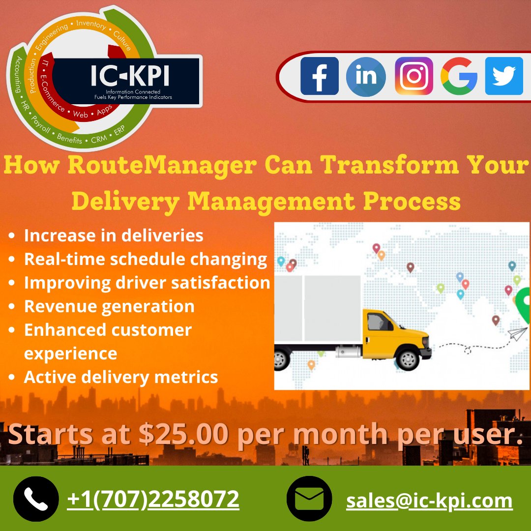 ic_kpi's tweet photo. #RouteManager #routemanager #Delivery #safedelivery #bestdeliverysoftware #ICKPI #shortesttimedelivery #stressfreedelivery #moderndelivery #Business #BestERPSoftware #ERPSoftwareProviders
For More Details:-
.
IC-KPI
.
tel:+1(707)2258072
.
https://t.co/IPqYqVM4Fx https://t.co/MNVhoUZREl