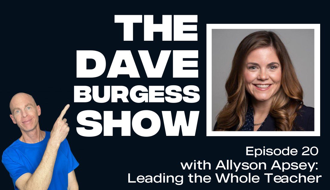 burgessdave's tweet photo. Excited to share that @AllysonApsey joined me on episode 20 of the #DaveBurgessShow! We discuss #LeadingTheWholeTeacher, #Path2Serendipity, get a sneak peek at her upcoming project w/ @mrsjessgomez, plus so much more!
https://t.co/Jkgrwq0Ec7
#dbcincbooks #tlap #serendipityedu https://t.co/LjrrVToPkW
