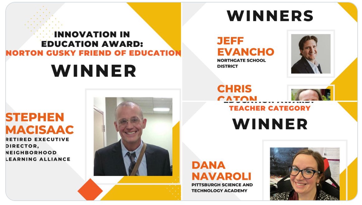 RobinsonJesse's tweet image. What an honor to nominated for an Innovation in Education Award at #TRETC2023.  A huge thank you for the recognition to @pghtech and a heartfelt congratulations to Dana Navaroli (@PghSciTechAcad ) for winning!
