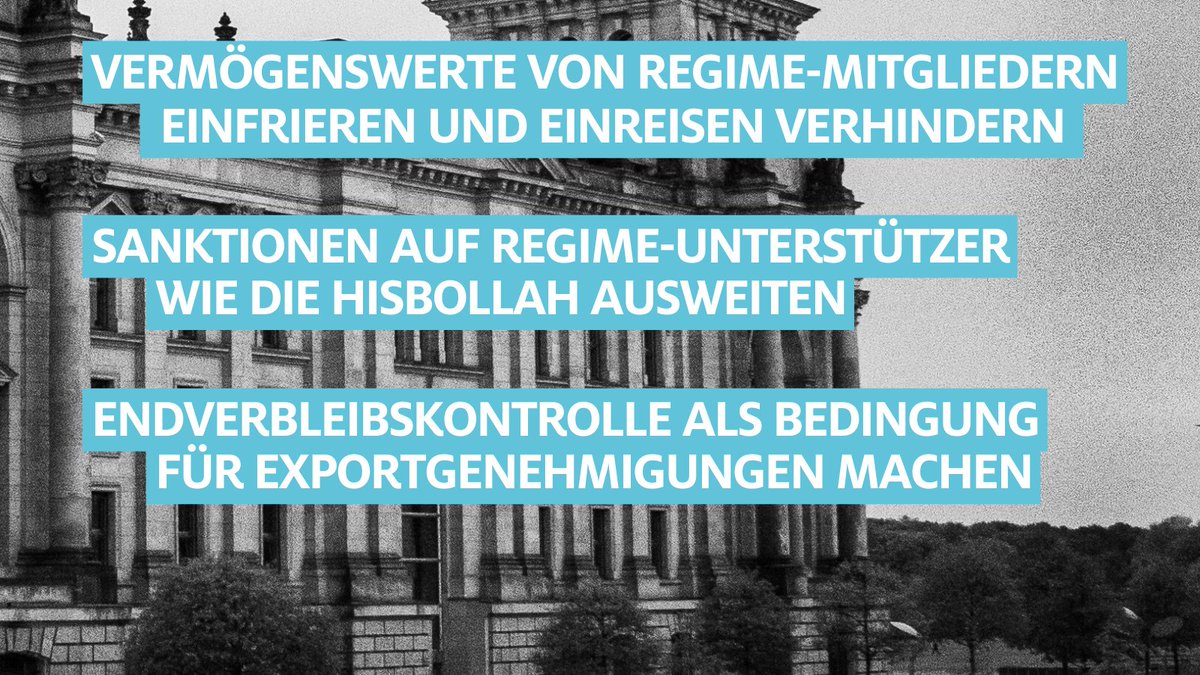 cducsubt's tweet photo. Wir brauchen eine konsequente #Iran-Politik. Das Terrorregime und seine #Revolutionsgarden müssen auf die #Terrorliste!
Darüber debattieren wir morgen Nachmittag im Bundestag. #IranRevolution https://t.co/gM5a9oezAi