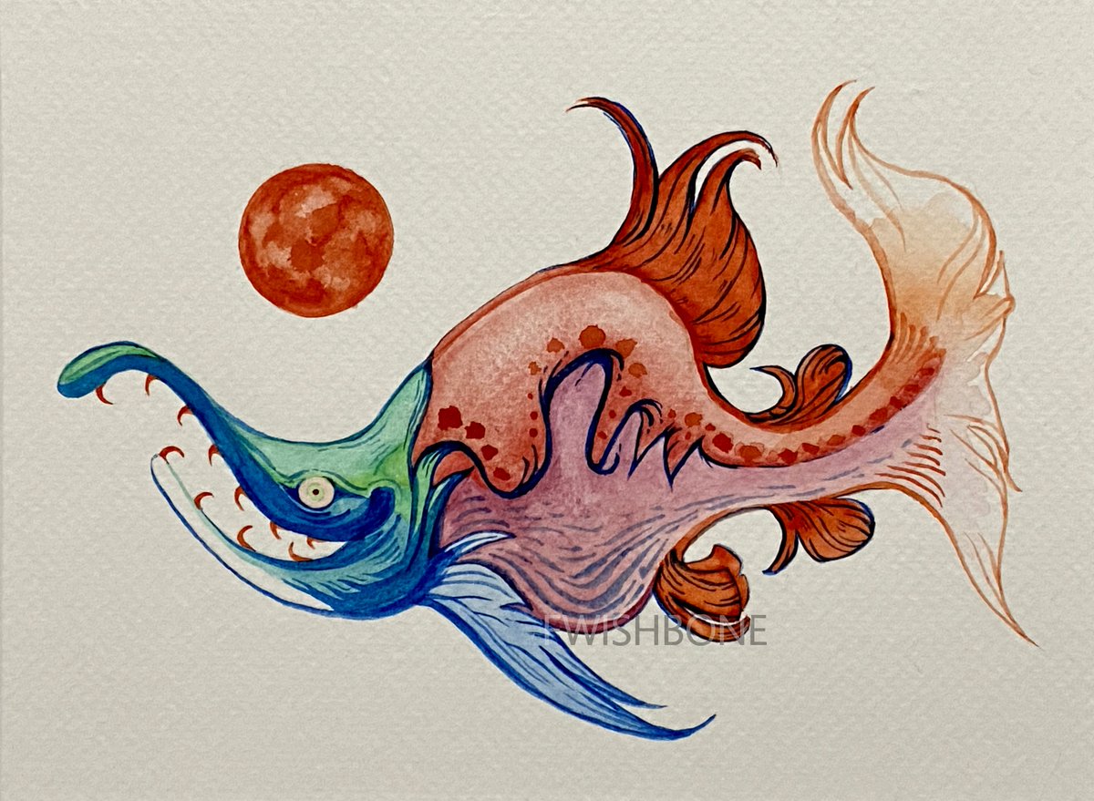 「Salmon Transformation  watercolor gift f」|𓍊𓋼𓍊𓋼𓍊 haley 𓍊𓋼𓍊𓋼𓍊のイラスト