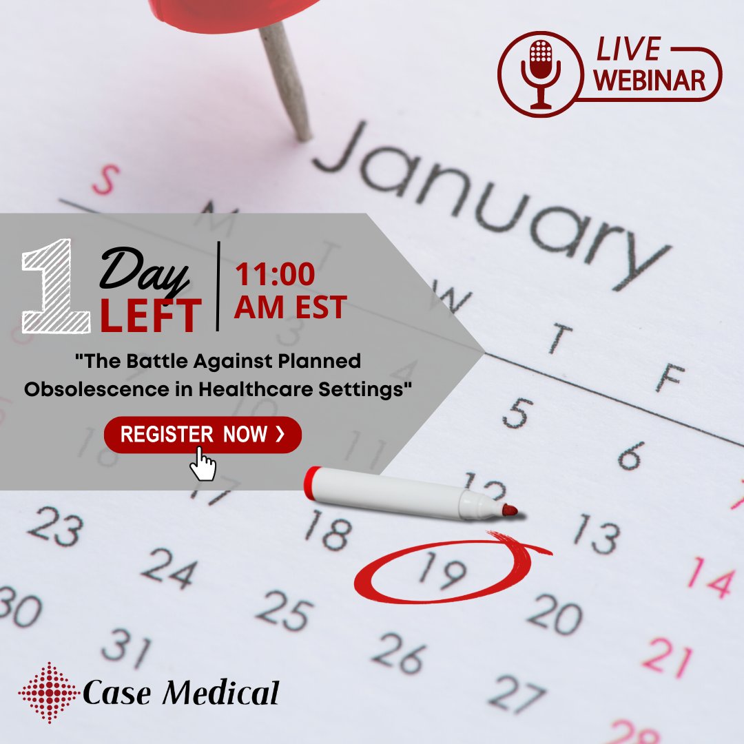 CaseMedical's tweet photo. Obsolescence Webinar is TOMORROW!

January 19, 2023 at 11:00am EST

Don't forget to sign up by clicking on this link: https://t.co/0BHRl9XKVu https://t.co/WnCISdYrE9
