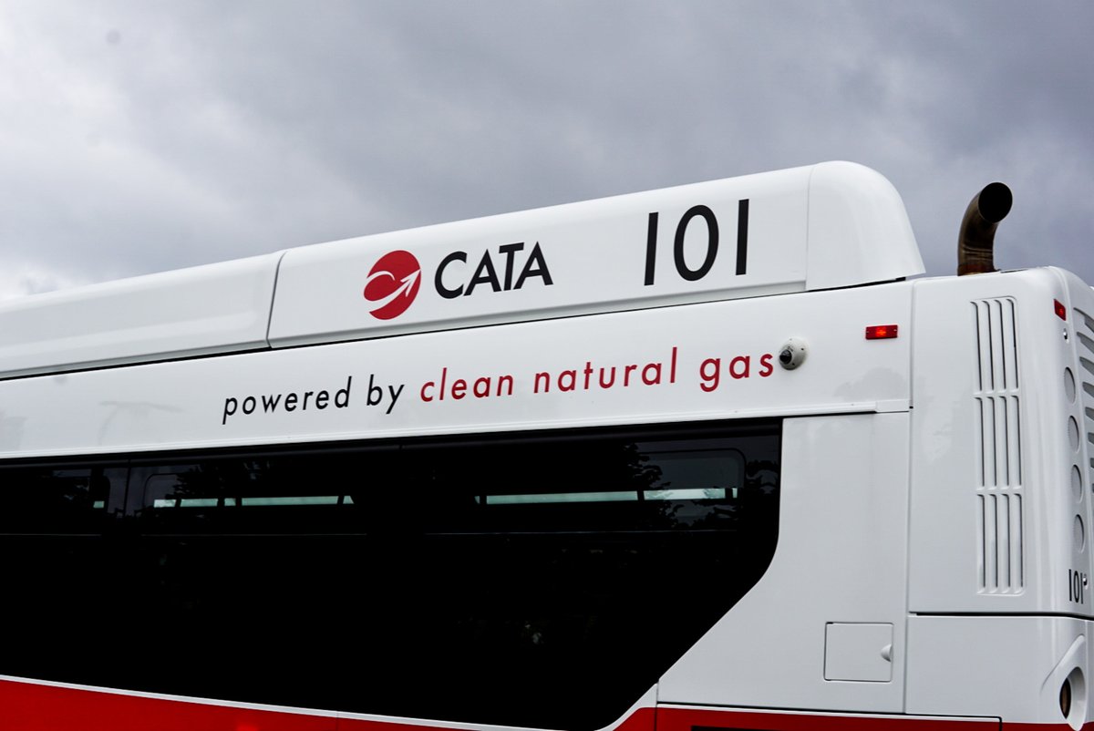 CATABUS's tweet photo. In 2005 CATA became the first transportation agency on the East Coast to have replaced its entire fleet with one that operates solely on clean compressed natural gas. https://t.co/JvbO1pe6ZG