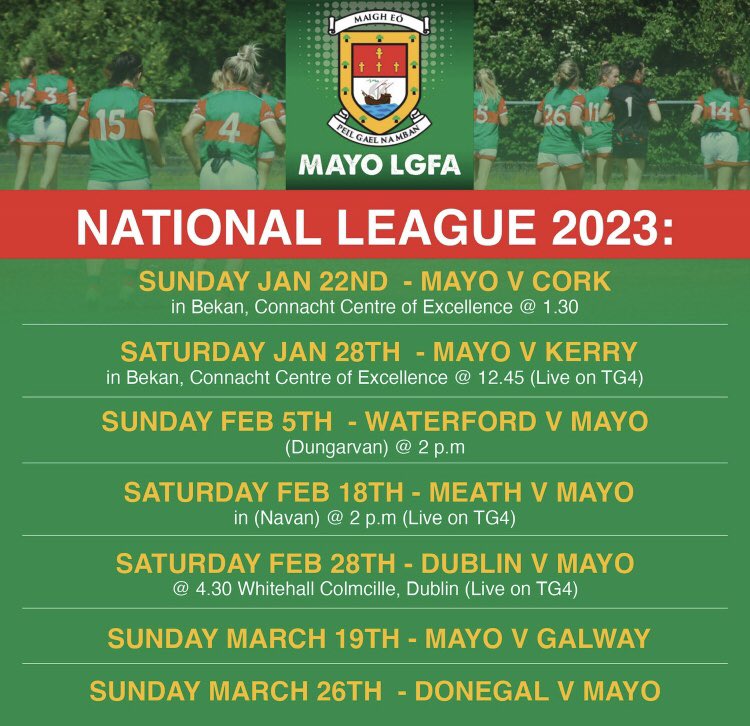 Master fixtures schedule for 2023 published - Mayo GAA Blog