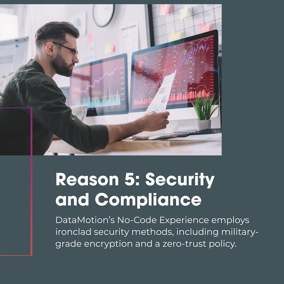 Reason #5: Built on the DataMotion Platform, the No-Code Experience leverages our trust no one design, providing military-grade encryption and verifiable compliance to keep sensitive data safe.

#nocode #datasecurity