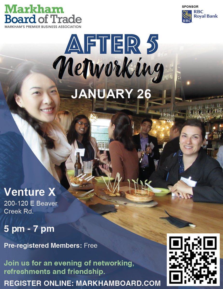 Join us on Jan 26 from 5 pm -7 pm at <a href="/venturexcanada/">Venture X Canada</a> for an evening of networking with your favorite MBT members! You won't want to miss it! 
Register Here ➡️ ow.ly/M3I950Mu8EL