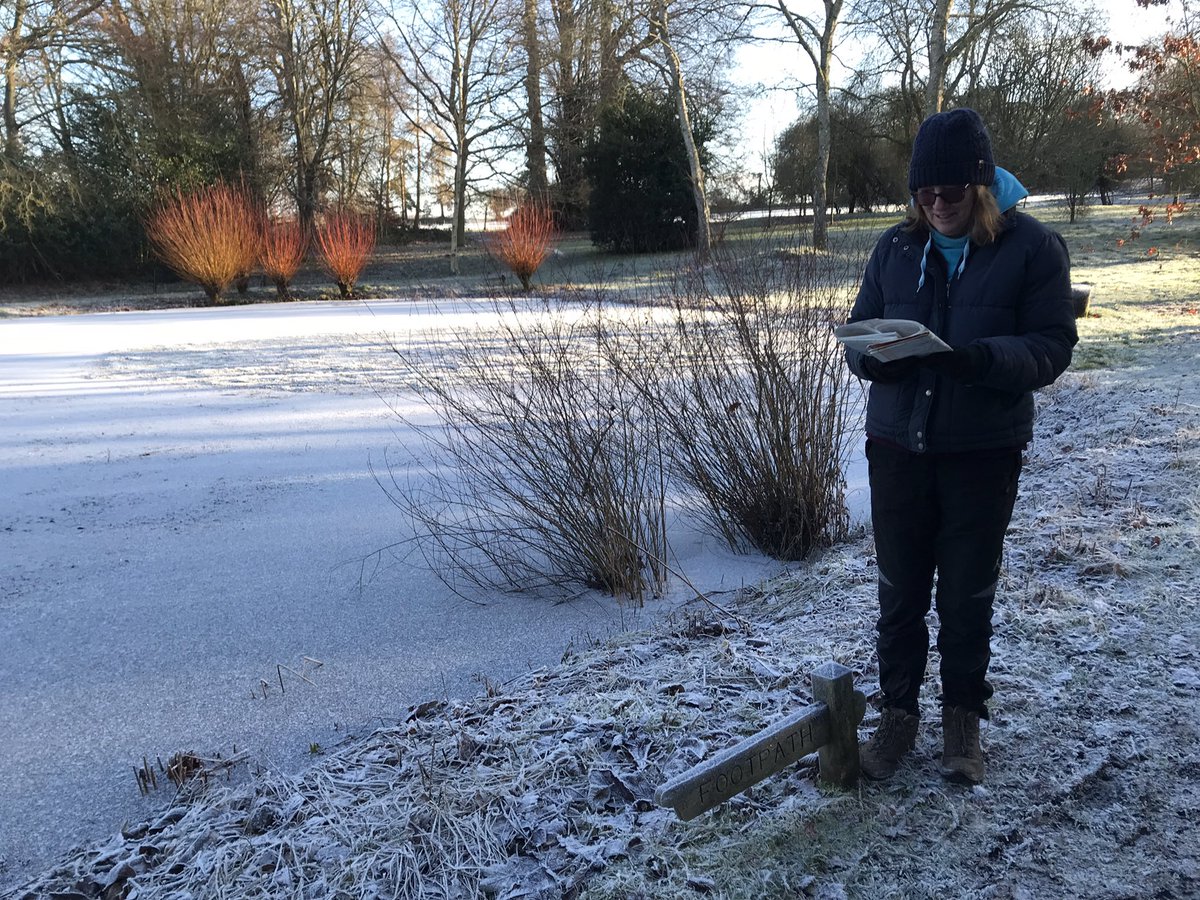 BedwynFootpaths's tweet photo. A frosty recce walk this morning near Ham on Wilts/Berks border. Amused by the discreet footpath sign, or should I say trip hazard.. 😂#waymarker @visitpewseyvale @WalkersrWelcome @WessexNordic @RamblersGB @BerksWalkers https://t.co/3tGPxDD0bG