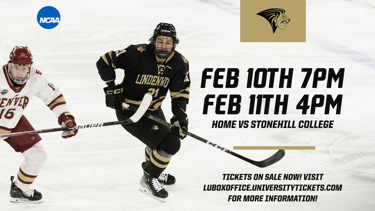 LindenwoodHKY's tweet photo. Your Lions return home for the final set of home games for the 22-23 season this February.

Tickets are on SALE NOW at https://t.co/k9wzMyaJrv

First 250 students in attendance will receive a special Lindenwood Hockey T-shirt!

#SamePrideNewHunt https://t.co/S8rqoCLYBh