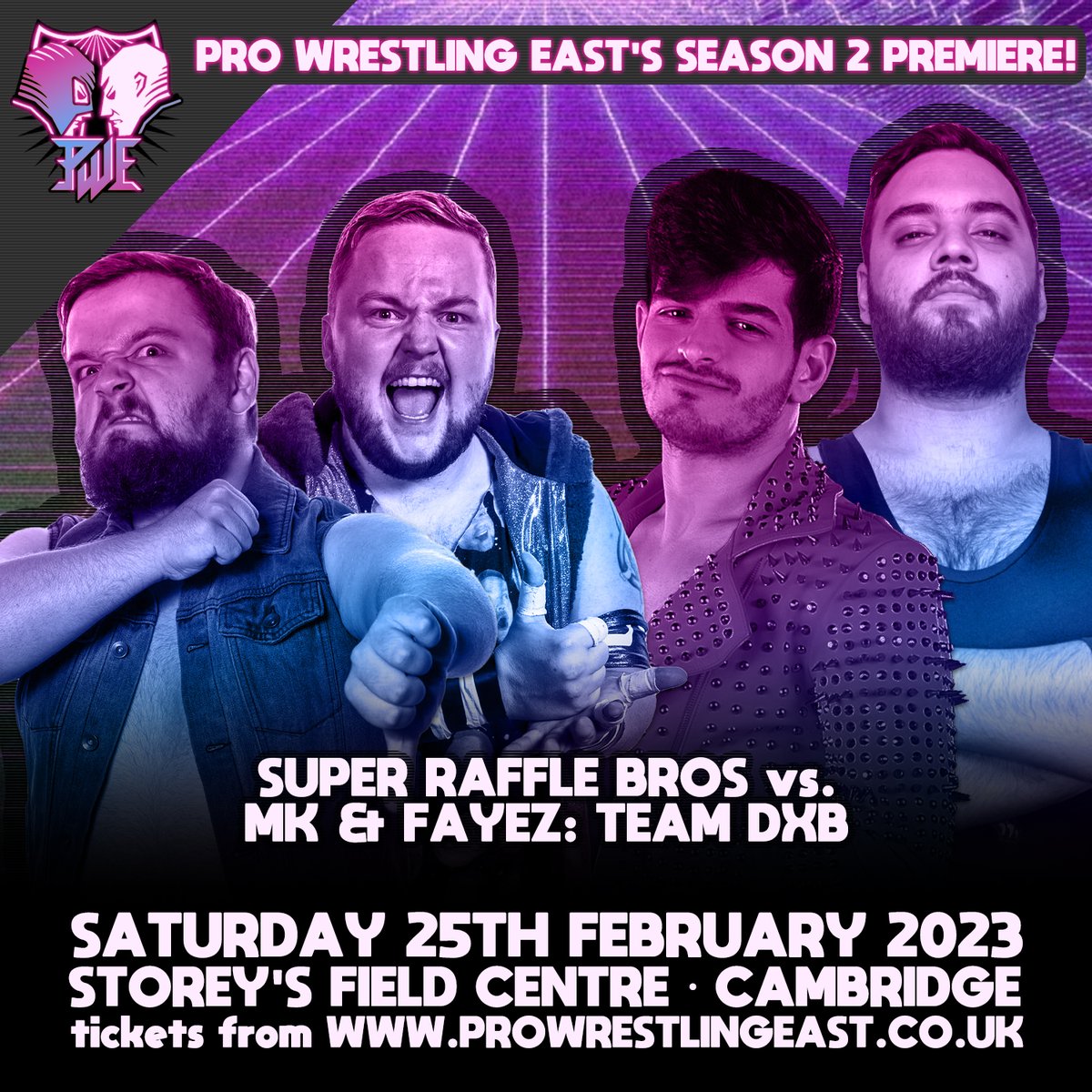 ProWrestleEAST's tweet photo. I've recovered my files! I'm still having to use my old crappy laptop at the minute, but at least I can do match graphics.

So here's the "proper" graphic for #SuperRaffleBros vs #TeamDXB at #Season2Premiere! https://t.co/TqcBE5bOcy