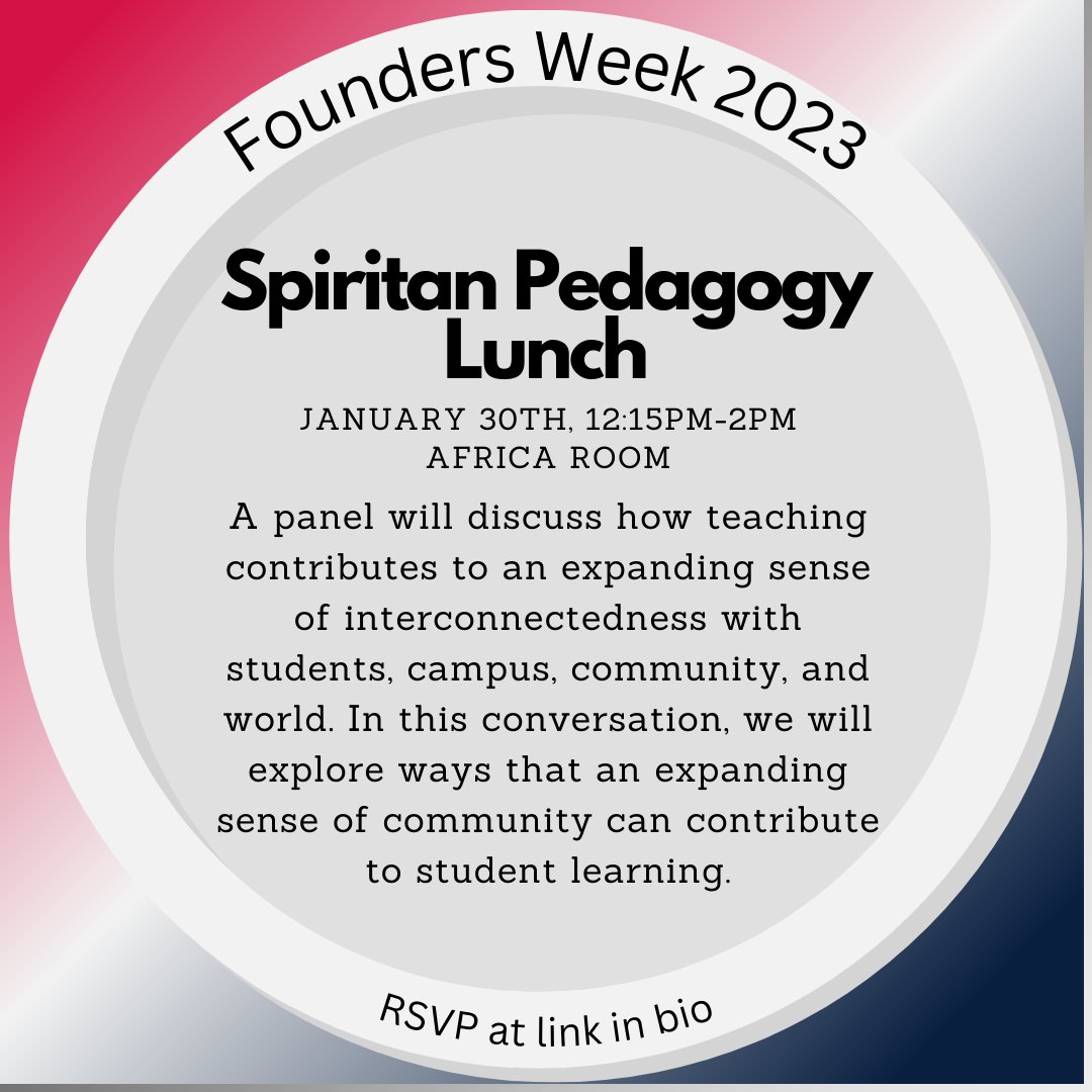 Our next #FoundersWeek2023 event is the Spiritan Pedagogy Lunch!