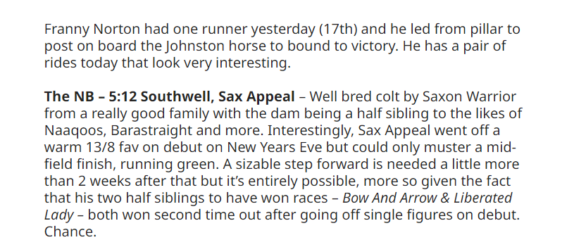 ThePuntersPal1's tweet photo. Franny Norton rides SAX APPEAL to victory for @Johnston_Racing, his 2 half siblings were beaten on de but but won 2nd time out, when this one went off 13/8F on debut you could tell he was fancied. Sheds maiden second time out; more to come. #letsgo #teamTPP https://t.co/KKU3Ihjnbd