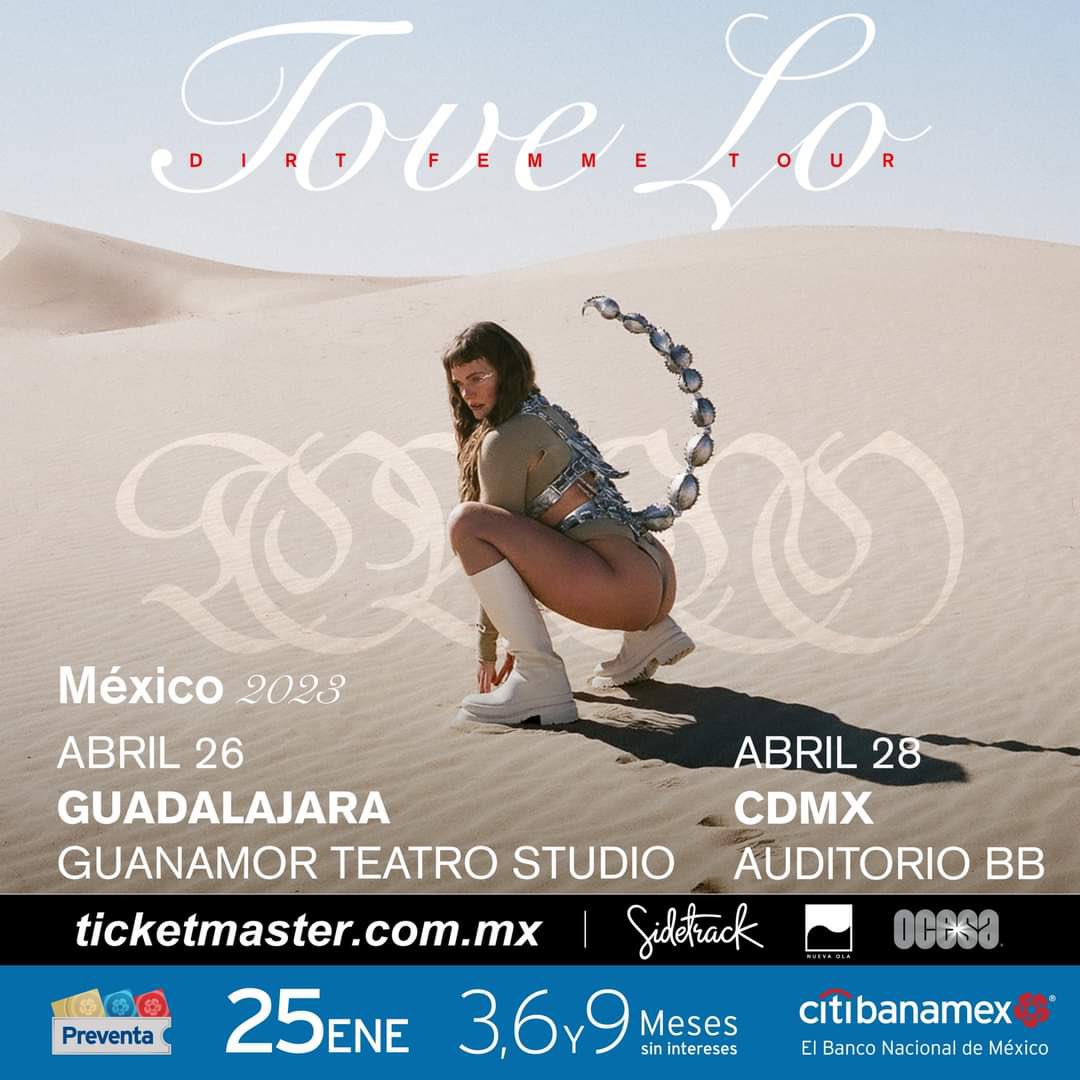 ailoviutl's tweet image. Tove Lo dará un par de conciertos en solitario después de la visita que tendrá en nuestro país en el #FestivalVaivén #Vaivén 🏜️

Llega con su ‘Dirt Femme Tour’:

26 de Abril 🗓️
Guanamor Teatro Studio 🏟️
Guadalajara GDL 📍

28 de Abril 🗓️
Auditorio BB “Blackberry”
CDMX 📍

#ToveLo