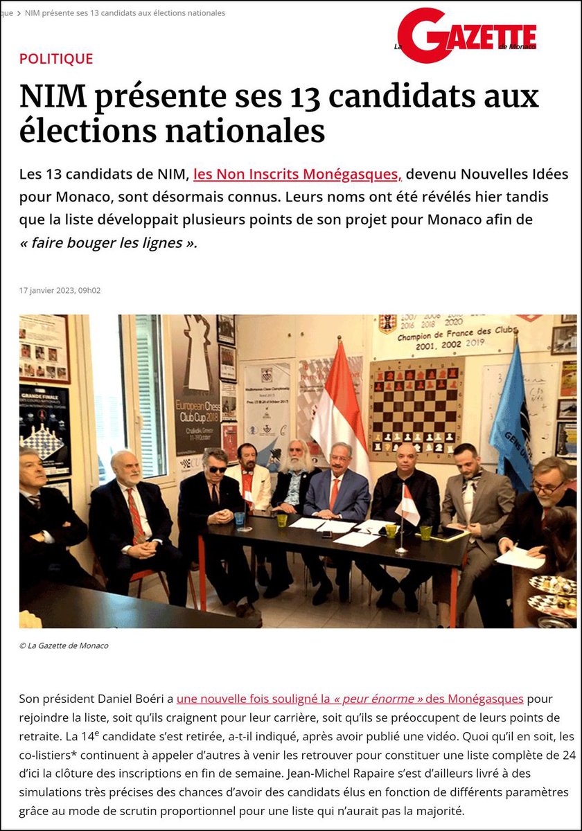 Je me présente dans la liste NIM aux élections nationales monégasque qui auront lieu le 5 février 2023 en Principauté de Monaco.