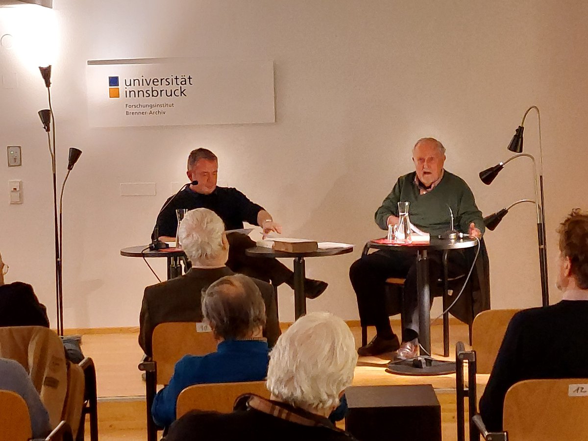 UlrikeTanzer2's tweet photo. Ein Abend über Otto #Weininger mit Allan Janik (rechts) und Michael Schorner im #Brennerarchiv @uniinnsbruck https://t.co/ixkp1TlmL5