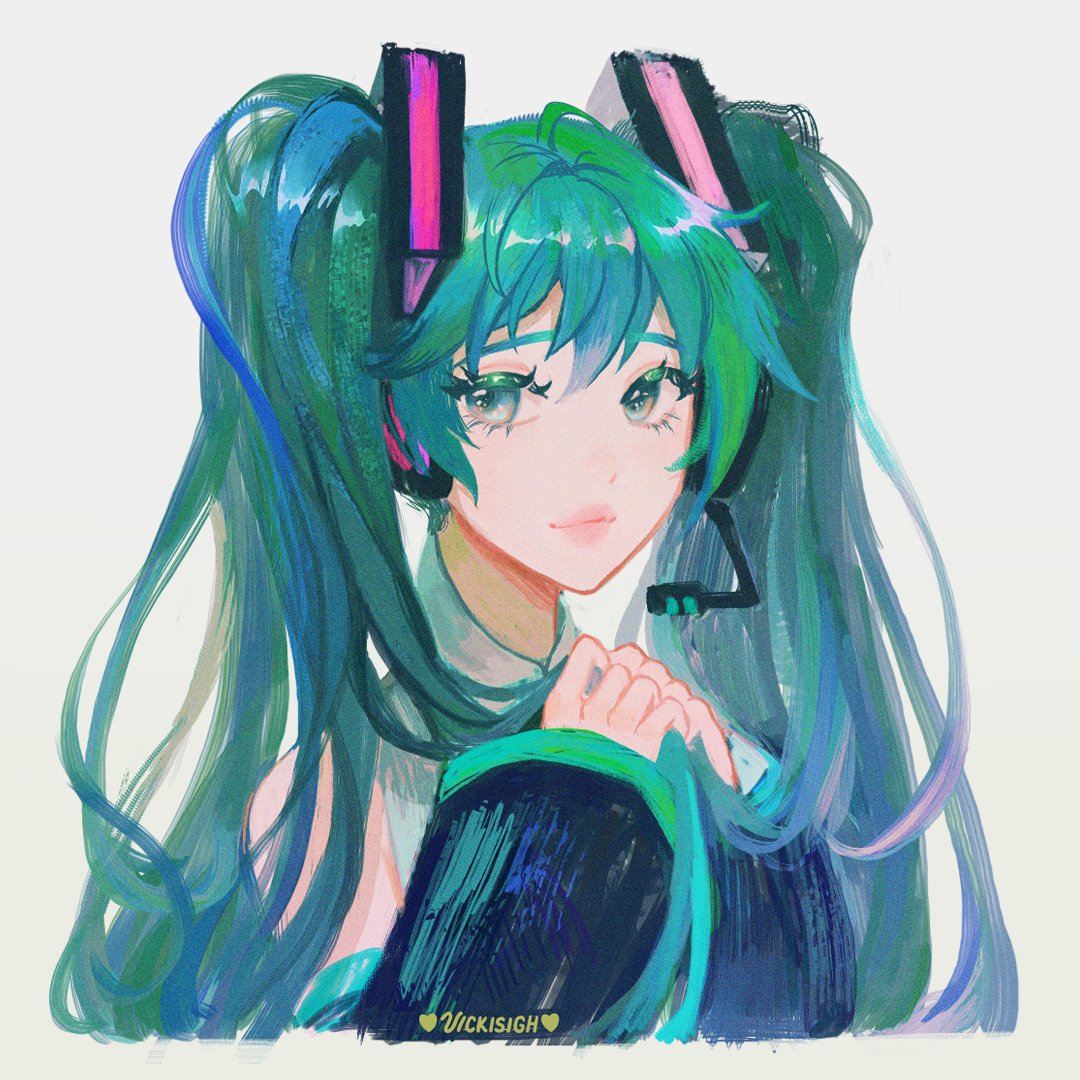 初音ミク 「mikuuu =w= 」|vicki ✨のイラスト