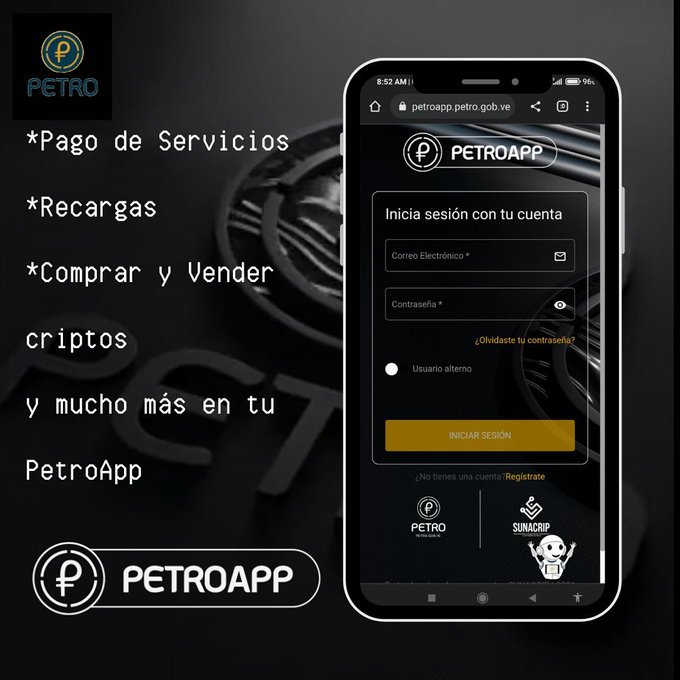 Venezuela entró en el mundo de las criptomonedas con el Petro. Está a la vanguardia de la economía digital. Compra con tus Petros y paga a través de la #APP PetroApp, de forma fácil y segura. Invierte en Petros.
#BastaDeTerrorismoEconomico