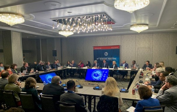 #StrongCities Mayor Juhana Vartiainen speaking at @usmayors Winter Meeting in Washington DC today about @Helsinki's emphasis on and investments in education and promoting inclusivity as part of comprehensive effort to preventing hate and extremism. #MayorsDC23 @filsdeproust https://t.co/pFVhhEHOWh
