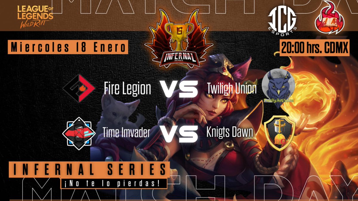 FireLGN_Esports's tweet photo. ¡No te puedes perder este enfrentamiento! 💪

La escuadra del fuego se estará enfrentando contra los chicos de Twilight Union🔥

Los esperamos a las 8:00 PM Hora México en el siguiente canal✍️

https://t.co/VBrseEWAm3 https://t.co/QlH1EVQO2N