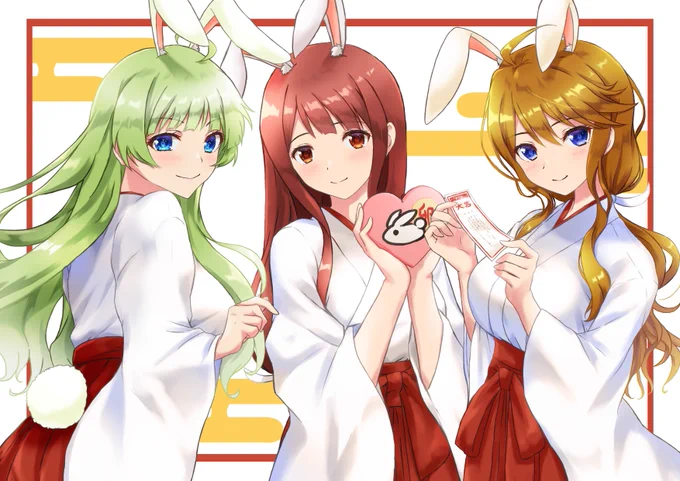 うさ巫女ことめぐエレ今年もよろしくお願い致しますミリオン10thツアーの3人も楽しみ～#田中琴葉 #所恵美 #島原エレナ 