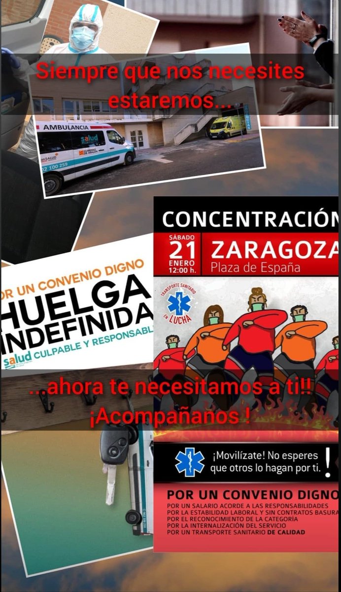 Cuando se nos ha necesitado, hemos estado. Nos acompañas ahora en nuestra lucha por tu salud?
Concentración el sábado 21 en Plaza España de #Zaragoza a las 12.00 h.
#TESperamos
 #AragónEnLucha #TESvisible #conveniodigno