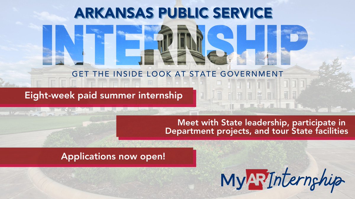 Attention!! @ArkansasTSS 2023 summer internship application is open! For more information, go to arcareers.arkansas.gov/content/MyARIn…
#Career  #internship